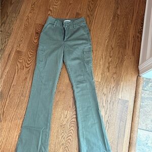 PAIGE Sage Green Flare Pants